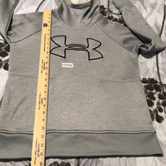 Under Armor Ladies Medium Fleece Lined Loose Fit Scuba hood big Logo Pullover - Picture 13 of 14